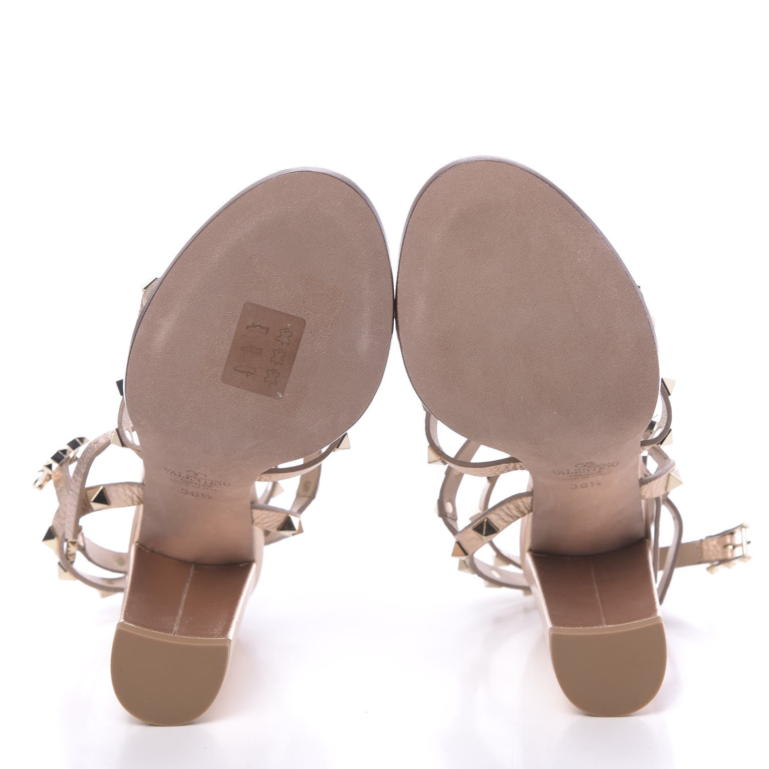 Valentino Garavani Metallic Pebbled Calfskin Rockstud 90mm City Sandals 36.5 Rame 5 of 8