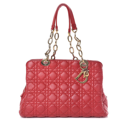 Christian Dior Lambskin Cannage Small Dior Soft Zipped Shopping Tote Red 1 of 20