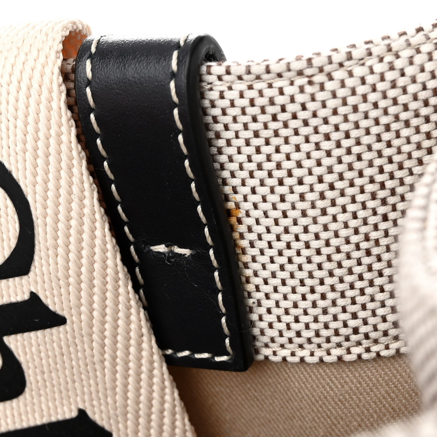 Chloe Cotton Calfskin Medium Woody Ribbon Tote White Black 13 of 13