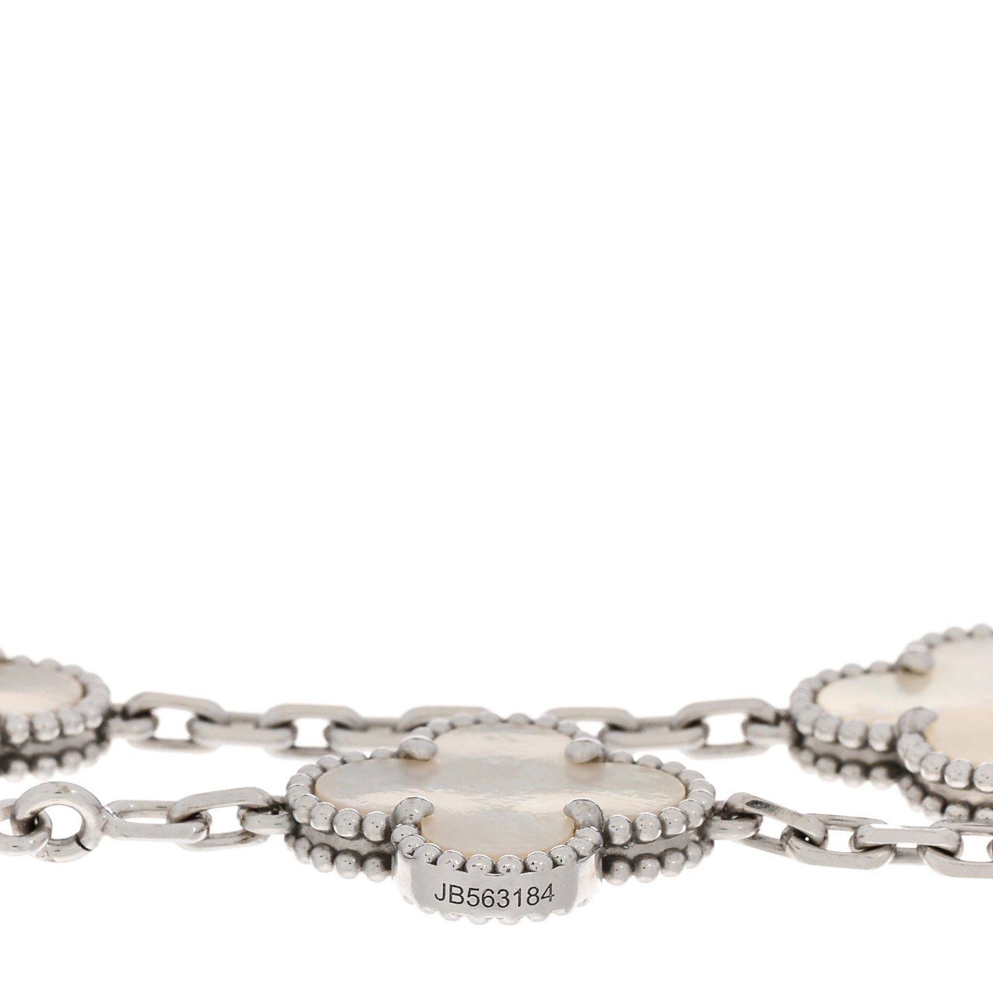 18K White Gold Mother of Pearl 5 Motifs Vintage Alhambra Bracelet