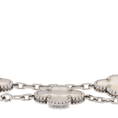 Van Cleef & Arpels 18K White Gold Mother of Pearl 5 Motifs Vintage Alhambra Bracelet 3 of 5