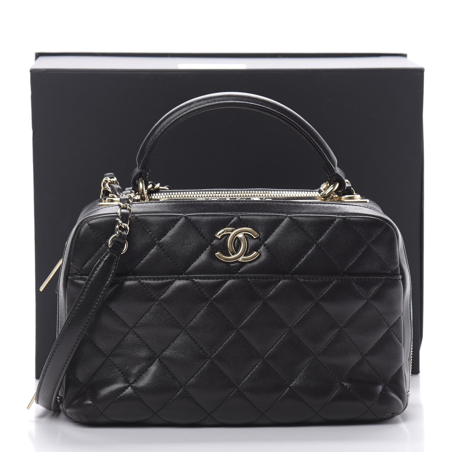 Chanel Lambskin Quilted Medium Trendy CC Bowling Bag Black 15 of 15