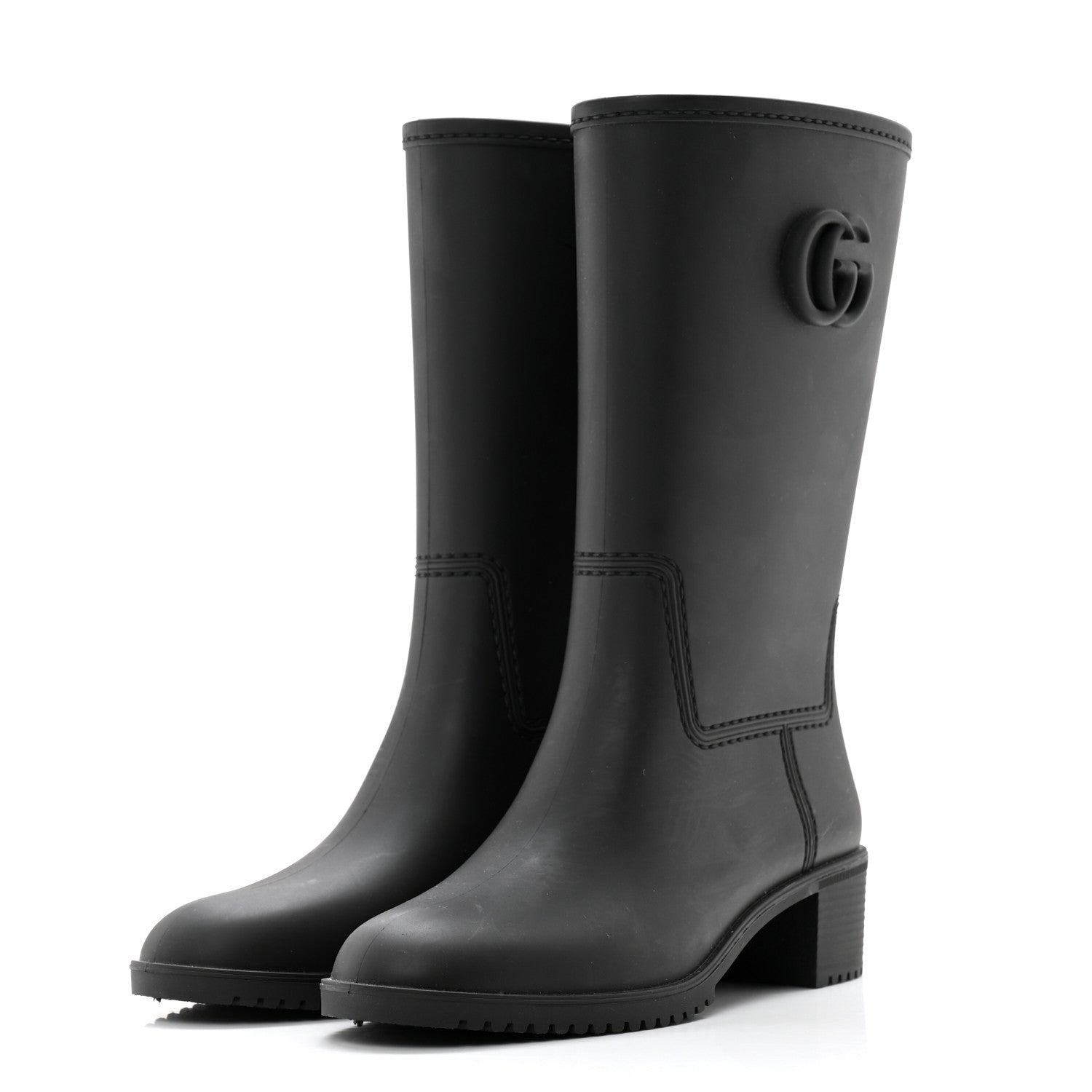 Gucci Rubber Double G Womens Rain Boots 39 Black 3 of 11