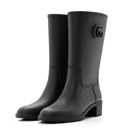 Gucci Rubber Double G Womens Rain Boots 39 Black 3 of 11