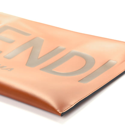 Fendi Vitello King Logo Embossed Large Flat Pouch Cuoio 11 of 11