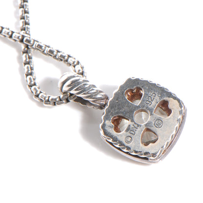 David Yurman Sterling Silver Diamond White Topaz 7mm Petite Albion Pendant Necklace 3 of 5