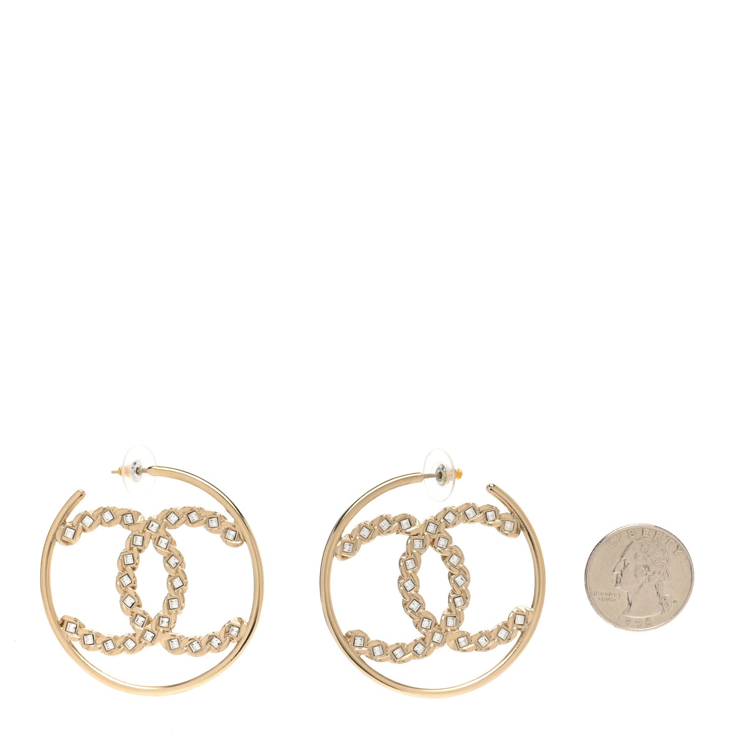 Crystal High Society CC Hoop Earrings Gold