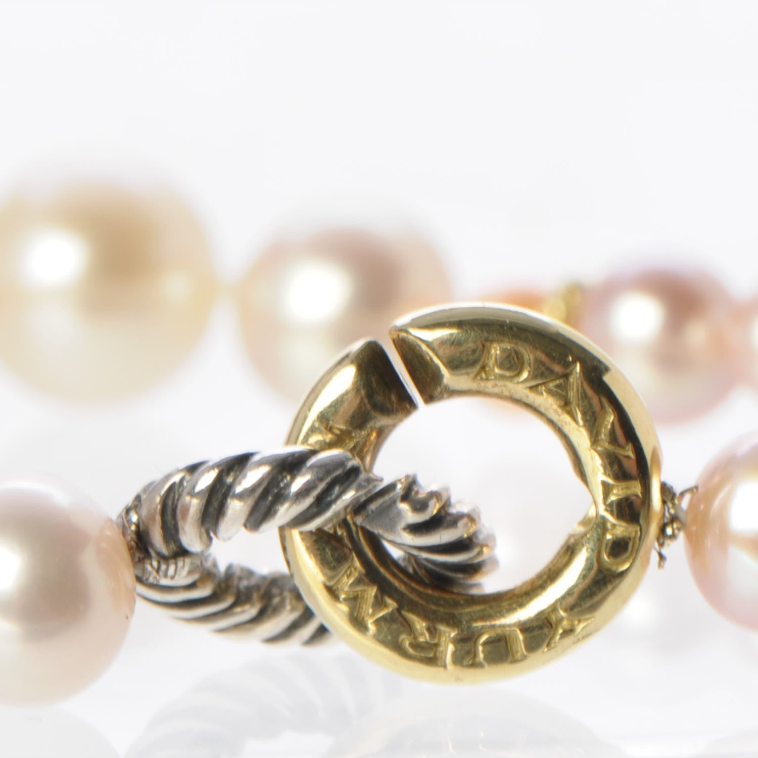 David Yurman Sterling Silver 18K Yellow Gold Freshwater Pearl 5-9.5mm Bracelet 4 of 6