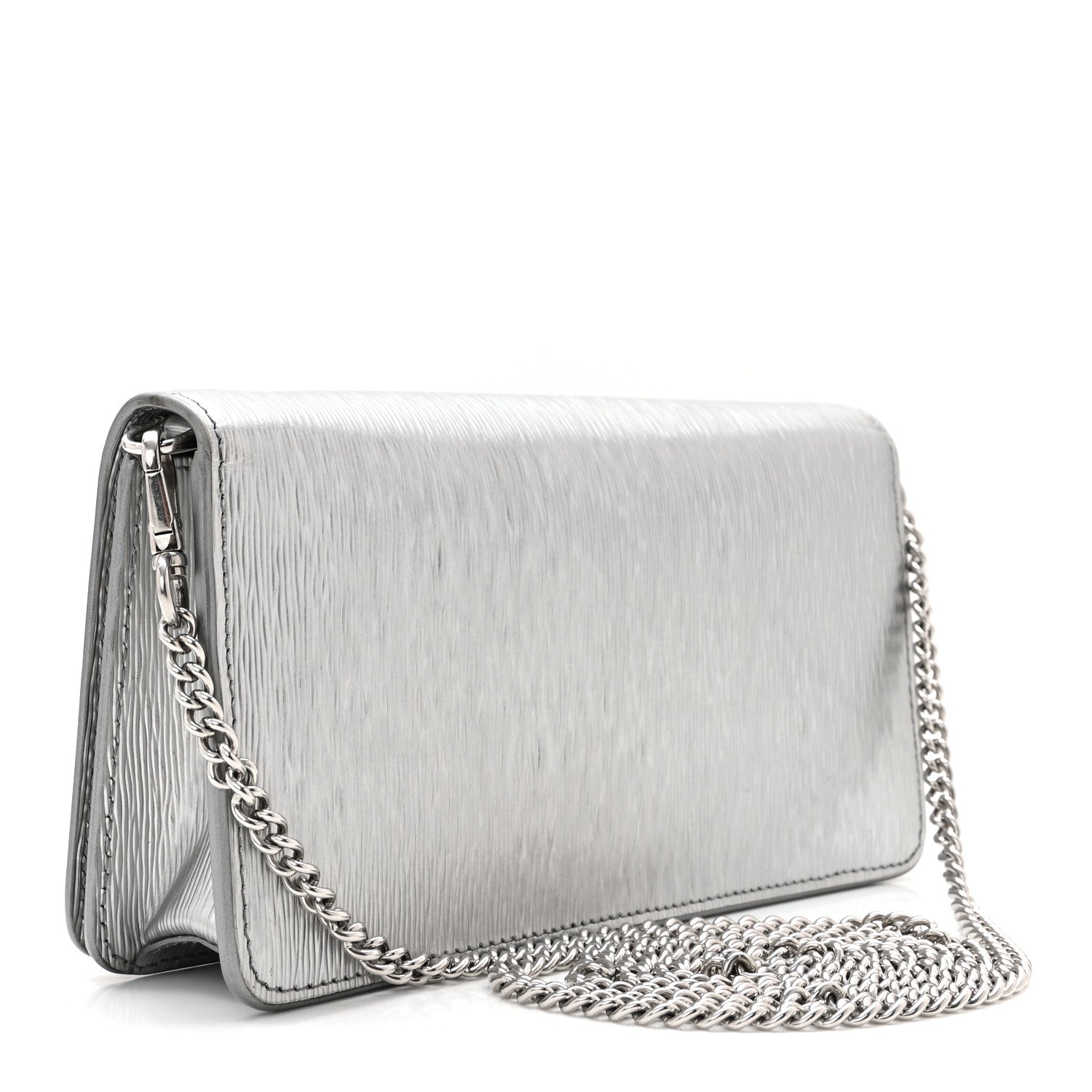 Prada Metallic Vitello Move Oro Chain Wallet Cromo 3 of 9