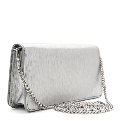 Prada Metallic Vitello Move Oro Chain Wallet Cromo 3 of 9