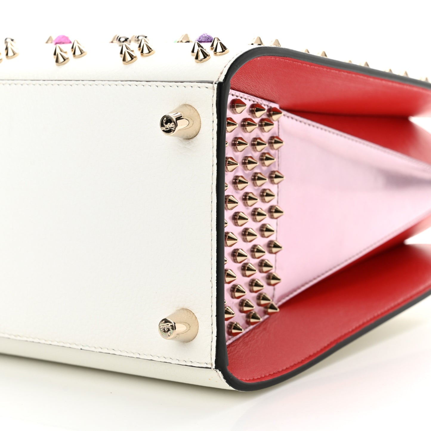 Calfskin Spikes Loubinthesky Medium Paloma White Multicolor