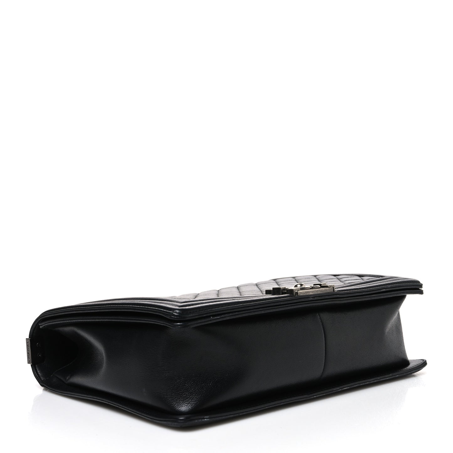 Calfskin Quilted Large Boy Flap Black