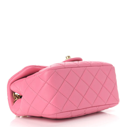 Chanel Lambskin Resin Quilted Mini Pearl Samba Square Flap Pink 3 of 8