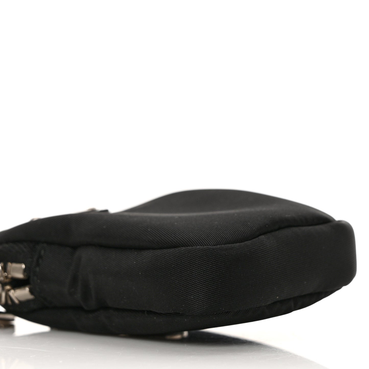 Re-Nylon Pocket Metal Triangle Logo Padded Mini Key Chain Pouch Black