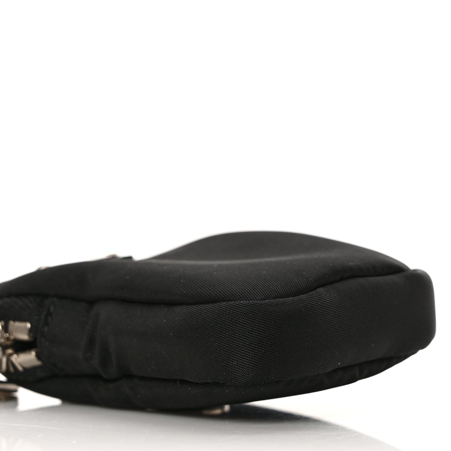 Prada Re-Nylon Pocket Metal Triangle Logo Padded Mini Key Chain Pouch Black 6 of 7