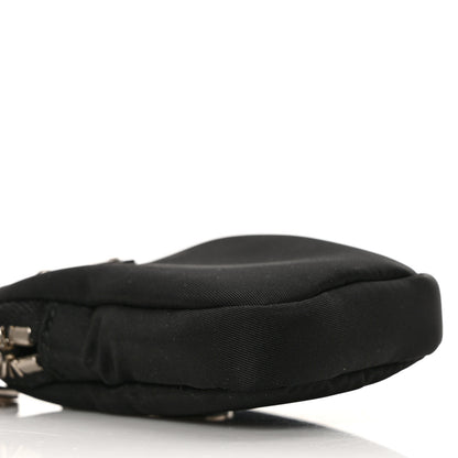 Prada Re-Nylon Pocket Metal Triangle Logo Padded Mini Key Chain Pouch Black 6 of 7