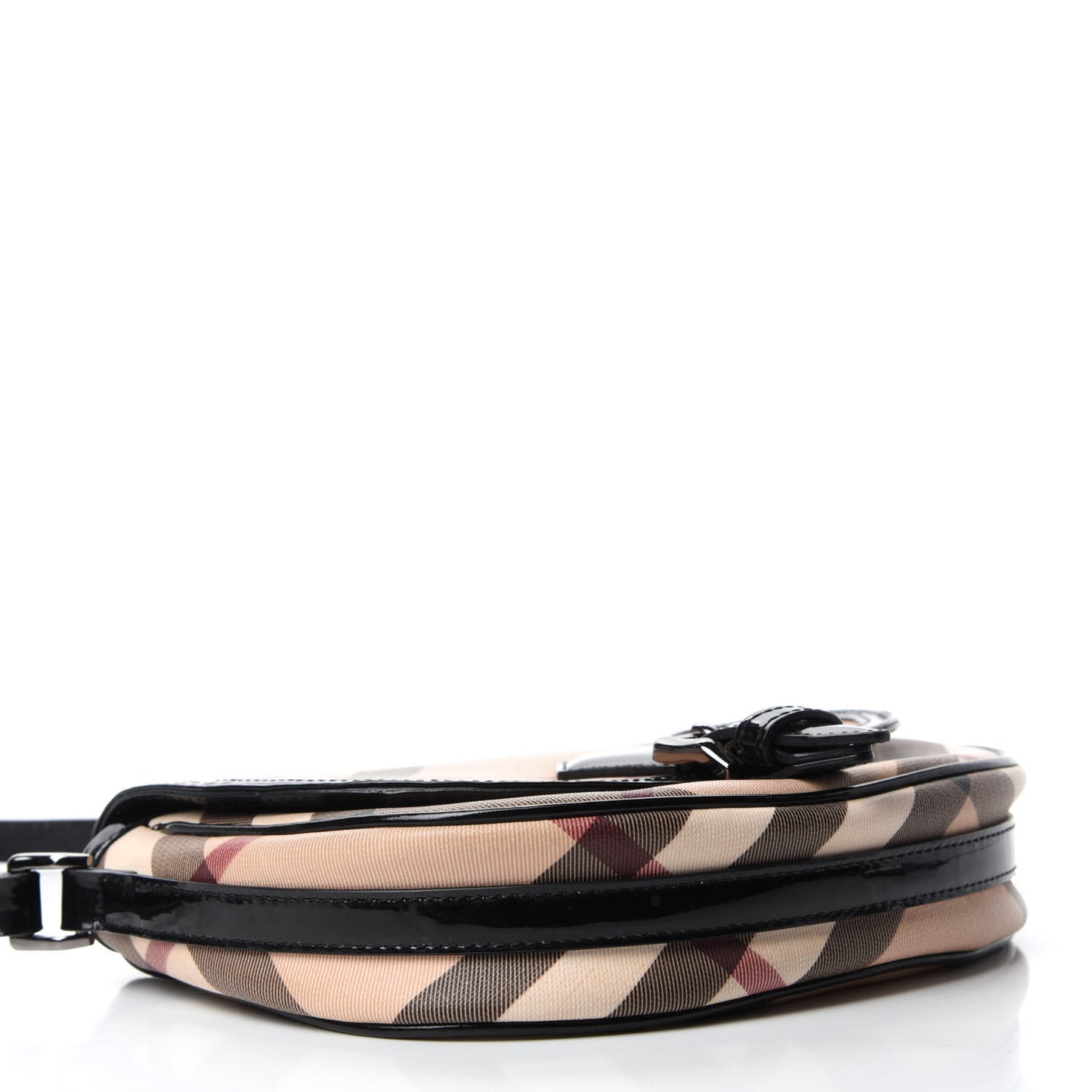 Patent Nova Check Crossbody Bag Black