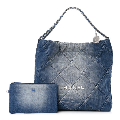 Chanel Denim Quilted Chanel 22 Blue 1 of 12