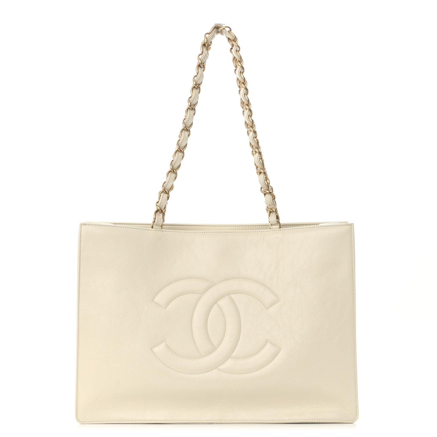 Chanel Shiny Aged Calfskin Shopping Bag White 1 of 19
