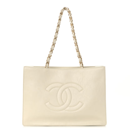 Chanel Shiny Aged Calfskin Shopping Bag White 1 of 19