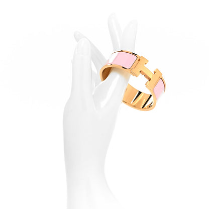 Hermes Enamel Wide Clic Clac H Bracelet PM Rose Dragee 2 of 9