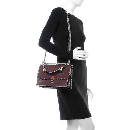 Fendi Vitello Liberty Scalloped Studded Kan I Shoulder Bag Bordeaux 2 of 8