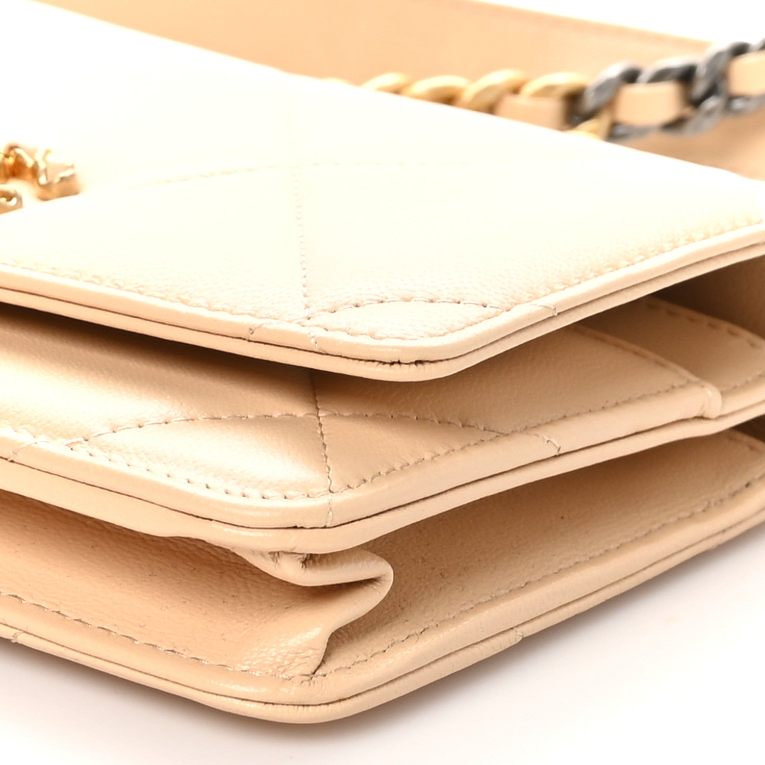 Chanel Lambskin Quilted Chanel 19 Wallet On Chain WOC Beige 10 of 11