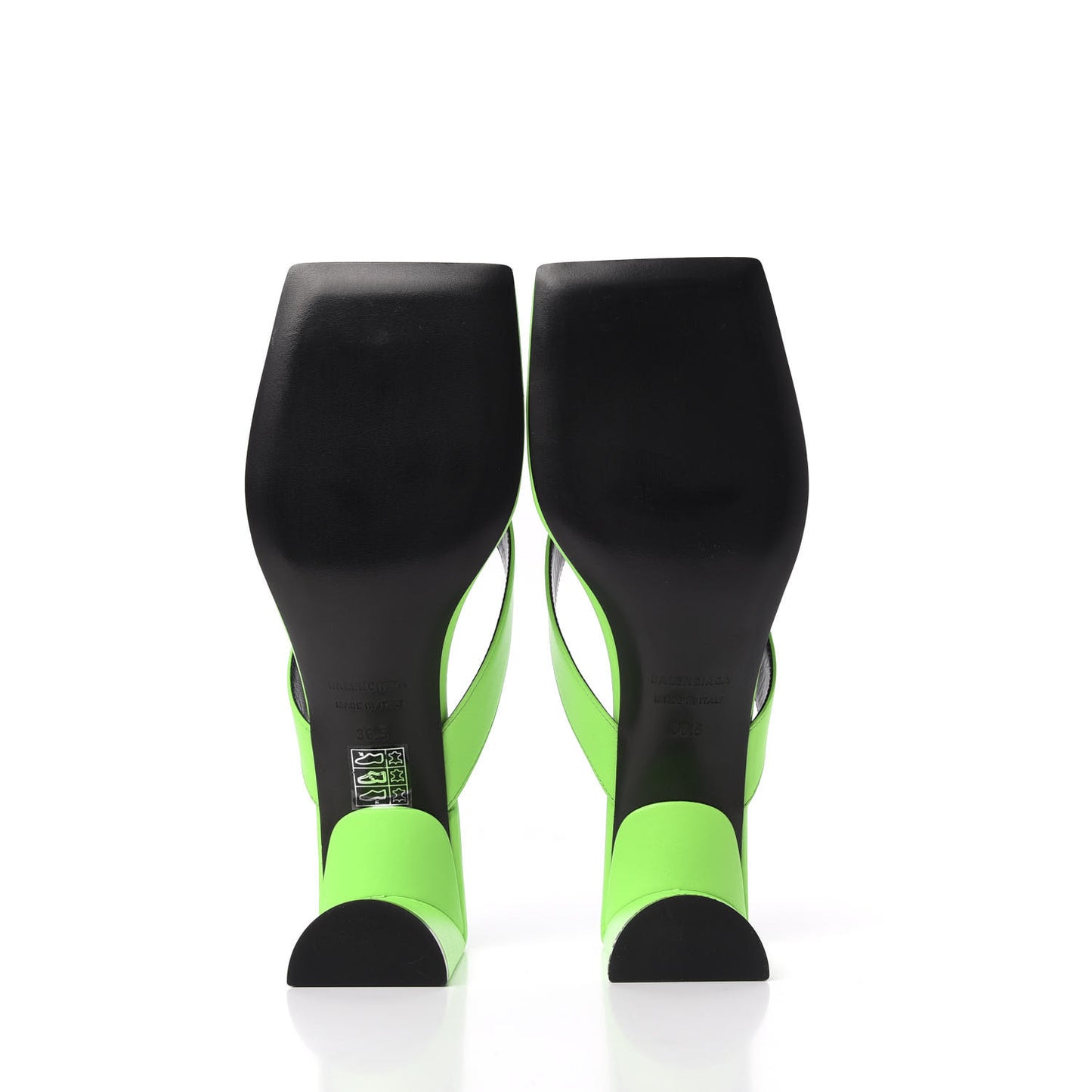 Shiny Sheepskin Double Square Flat 60mm Sandals 36.5 Fluo Green Black