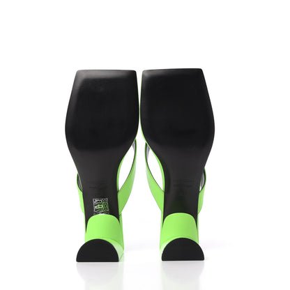 Balenciaga Shiny Sheepskin Double Square Flat 60mm Sandals 36.5 Fluo Green Black 5 of 10