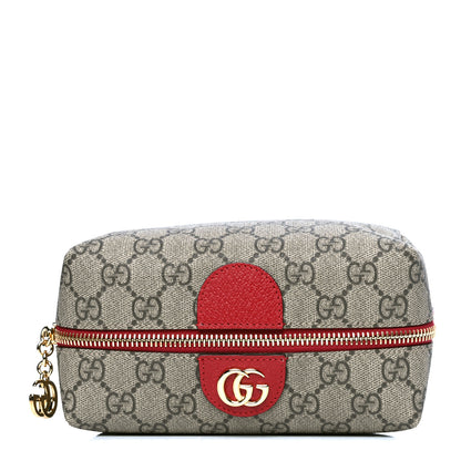 Gucci Soft GG Supreme Monogram Calfskin Medium Ophidia Cosmetic Case Beige Ebony Hibiscus Red 1 of 5
