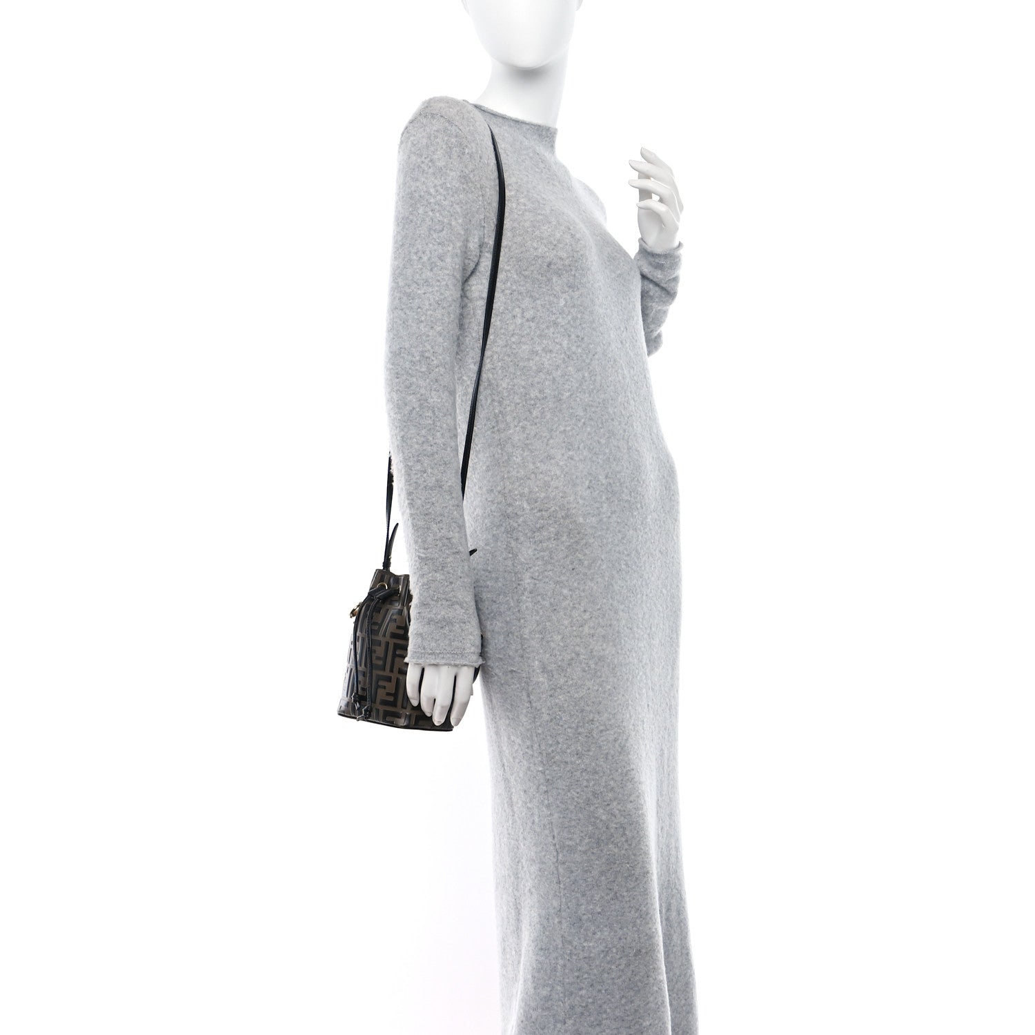 Fendi Vitello Liberty F is Fendi Bi-Color FF 1974 Embossed Mini Mon Tresor Bucket Bag Maya Black 2 of 9
