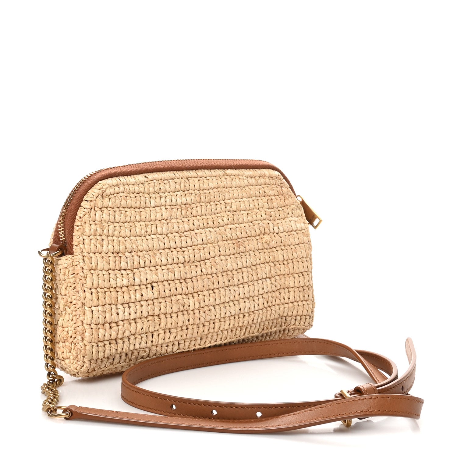 Saint Laurent Raffia Calfskin Gaby Crossbody Bag Natural Brick 3 of 11