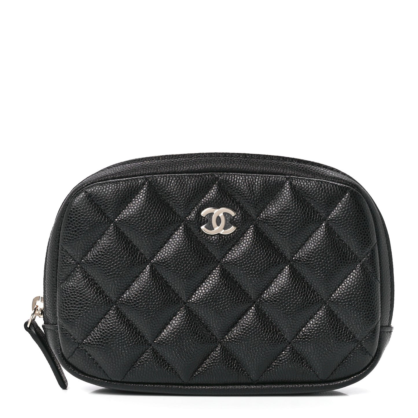 Caviar Quilted Curvy Pouch Cosmetic Case Black