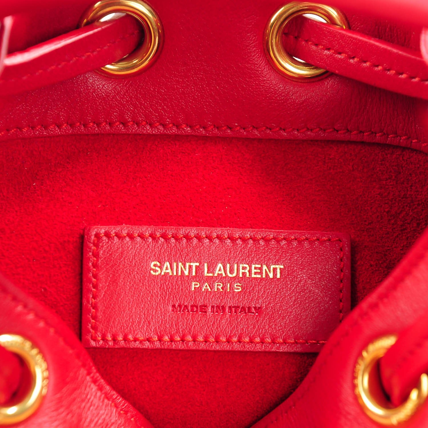 Saint Laurent Calfskin Tri-Color Small Emmanuelle Fringe Bucket Bag Red Bubblegum Purple 6 of 7