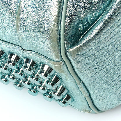 Alexander Wang Metallic Pebbled Lambskin Lambskin Rocco Teal Silver Hardware 9 of 11