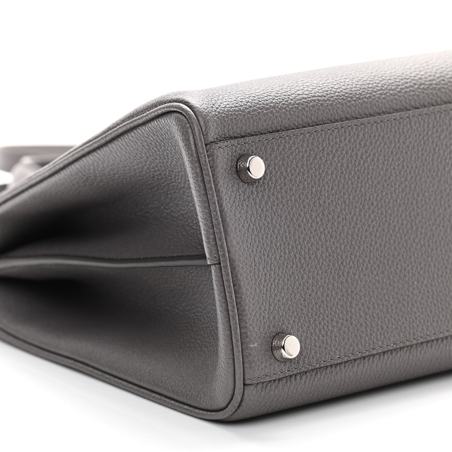 Grainy Calfskin Medium Zumi Top Handle Bag Dusty Grey