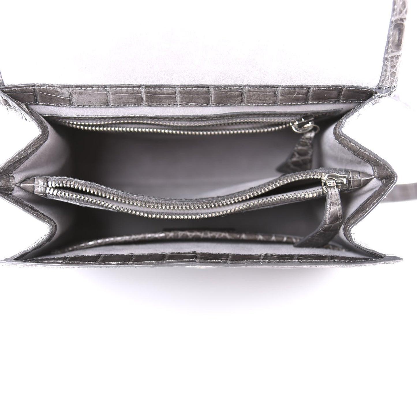 Crocodile Top Handle Shoulder Bag Grey