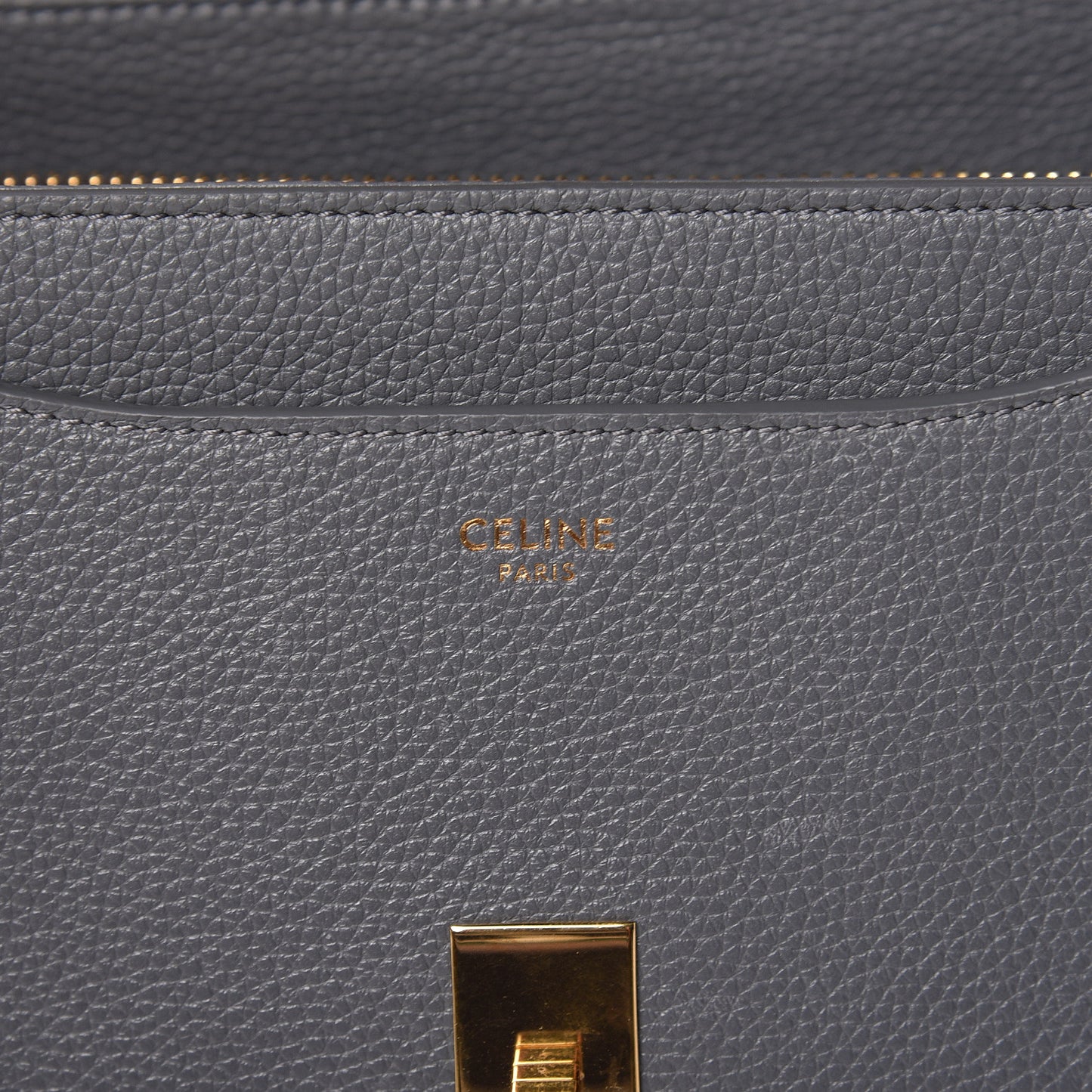 Grained Calfskin Small 16 Top Handle Bag Medium Grey