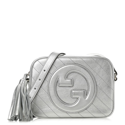 Gucci Metallic Sakai Be Green Calfskin Diagonal Stitched Small Blondie Shoulder Bag Silver 1 of 12