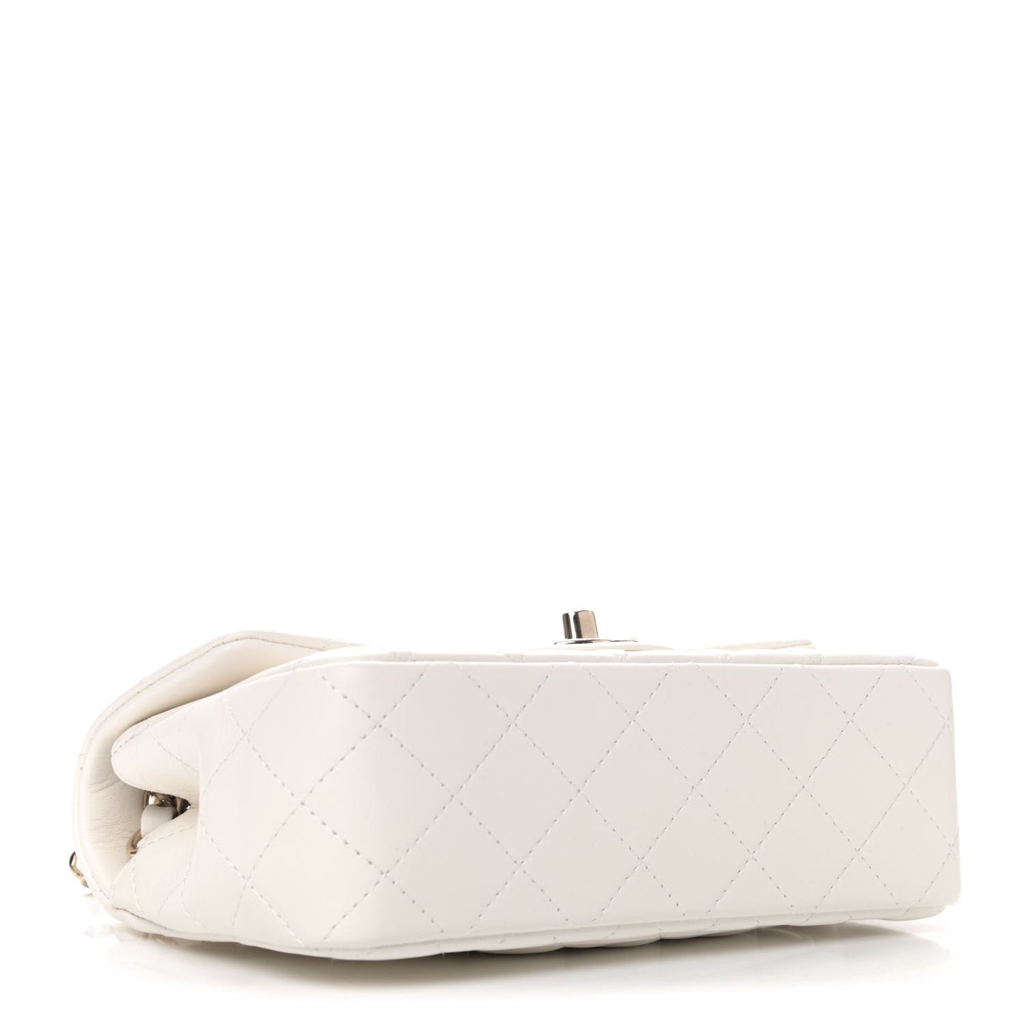 Lambskin Quilted Mini Rectangular Flap White