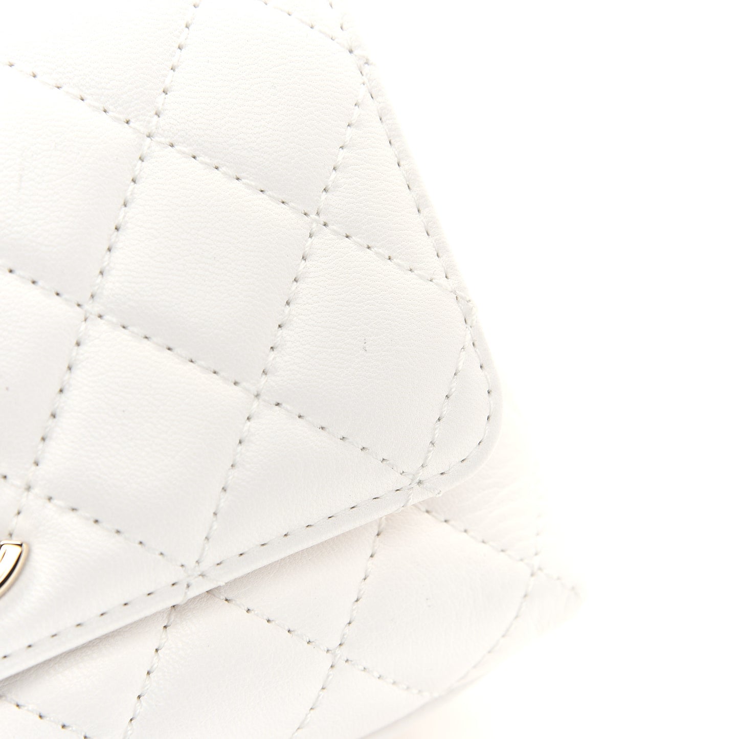 Goatskin Quilted Extra Mini Rainbow Coco Handle Flap White