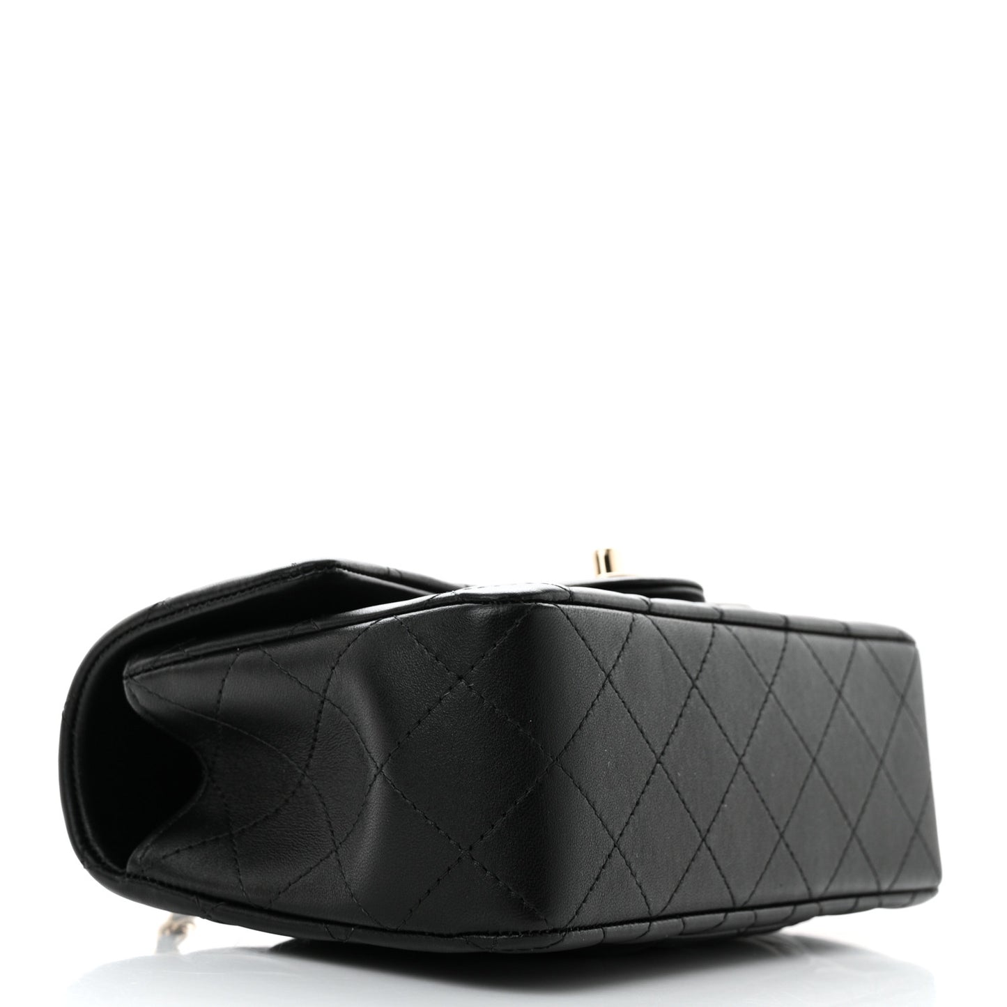 Lambskin Quilted Mini Top Handle Rectangular Flap Black