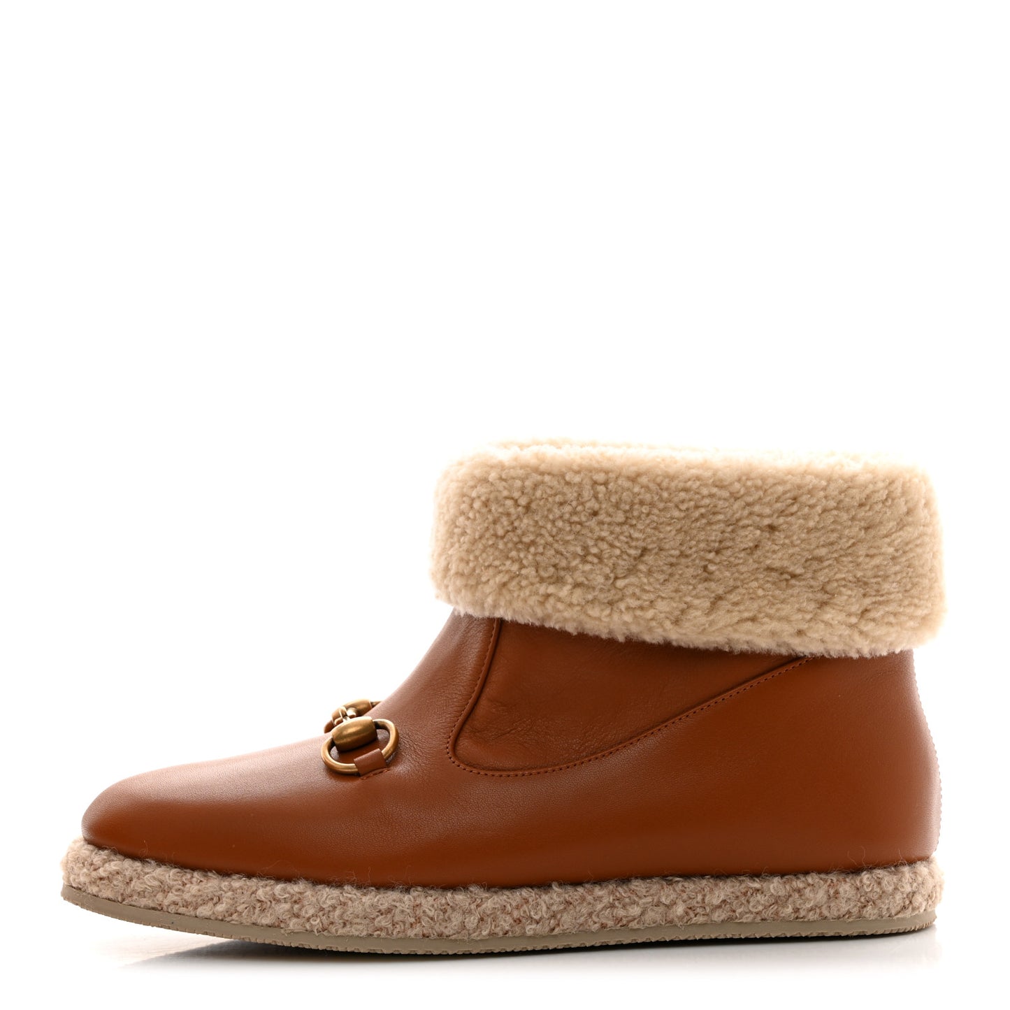 Calfskin Wool Womens Fria Horsebit Ankle Boots New 37 Caramel Butterscotch