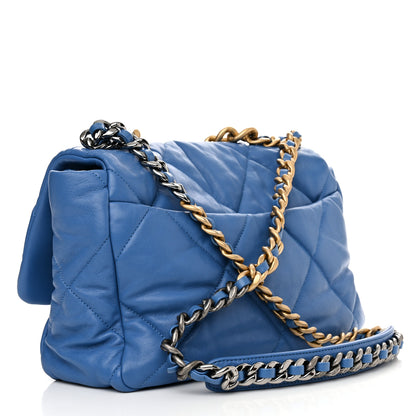 Chanel Lambskin Quilted Large Chanel 19 Flap Blue 3 of 10