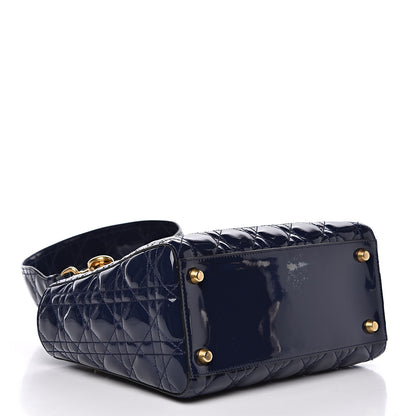 Christian Dior Patent Cannage Medium Lady Dior Navy Blue 4 of 10