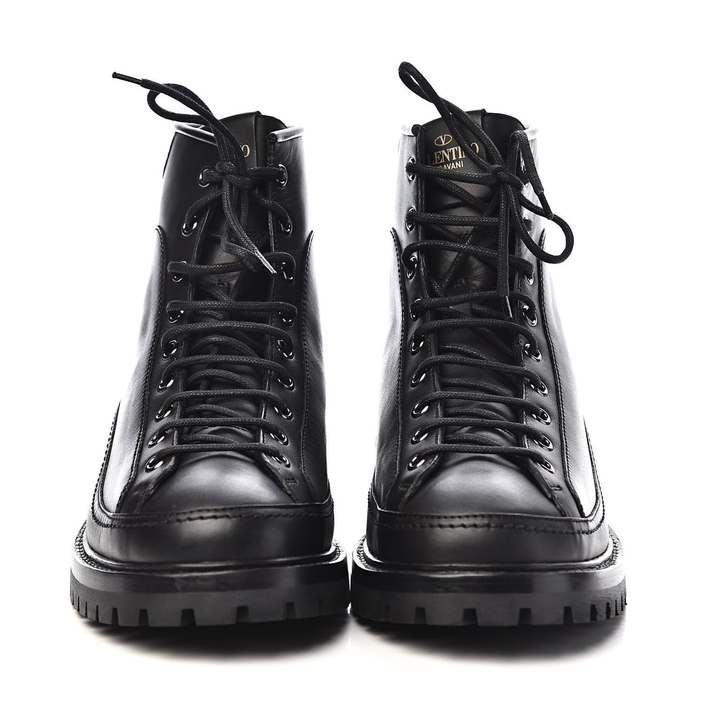 Calfskin Rockstud Mens Combat Boots 40 Black