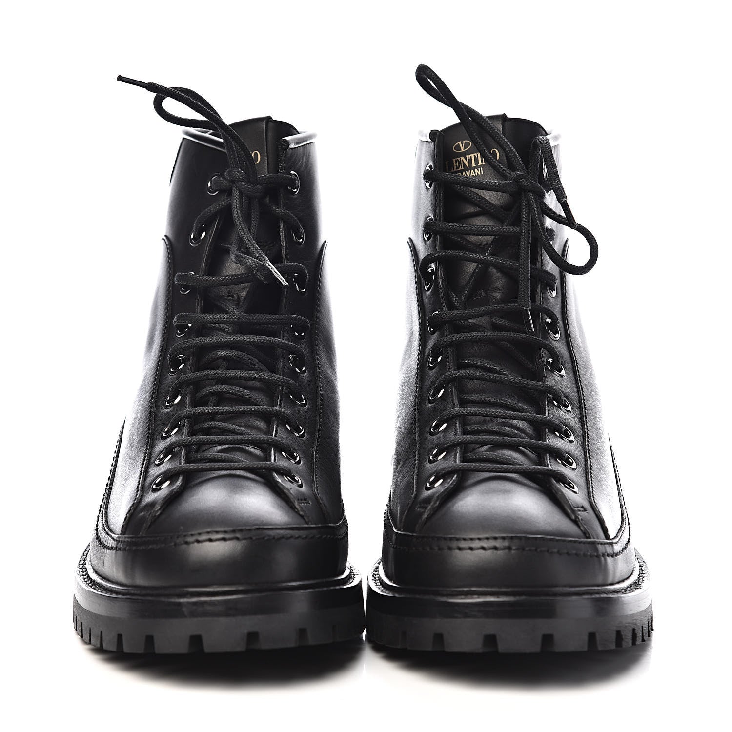 Valentino Garavani Calfskin Rockstud Mens Combat Boots 40 Black 2 of 12