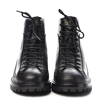 Valentino Garavani Calfskin Rockstud Mens Combat Boots 40 Black 2 of 12