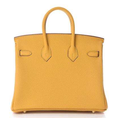 Hermes Togo Horseshoe Birkin 25 Jaune Ambre 4 of 12