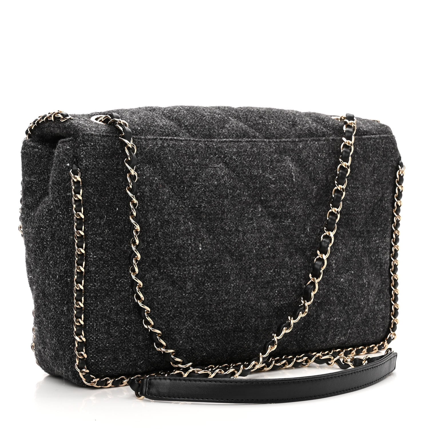 Chanel Wool Tweed Quilted Coco Neige Chain Around Flap Black 3 of 10